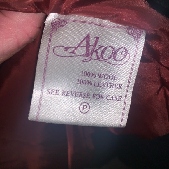 Akoo Brand Marauder Jet Black Wool Leather Letterman Jacket XL - Picture 6 of 11